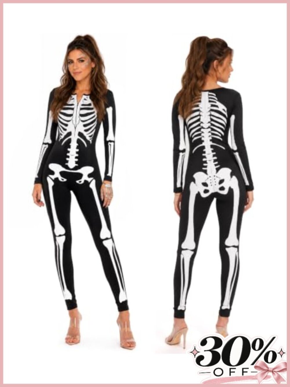 Sexy Skeleton Bodysuit Halloween Costume Women One Piece